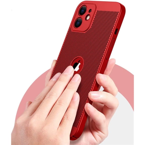 Heat Dissipation iPhone 11 Case (Red) Breathable Cooling Hollow Cellular Hole Full Camera Lens Protection Ultra Slim Cover