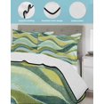 thumbnail image 4 of Quilts Twin-XL Size Bedding Set, Teal Green Ombre Lightweight Quilted Comforter, Modern Abstract Moire Wave Striped Soft Reversible Bedspread Coverlet with Pillow Covers for All Season, 68" x 98", 4 of 7
