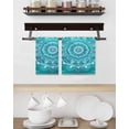 thumbnail image 3 of Turquoise Boho Hand Towels Set, Waffle Weave Kitchen Towels 3 Pieces, Abstract Art Floral Ethnic Tribal Microfiber Hair Face Bath Tea Towel Absorbent Quick Drying Cleaning Dish Cloths, 15.7"x23.6", 3 of 7