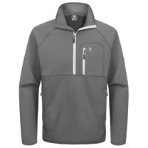 Little Donkey Andy Men's Half Zipper Pullover, Windproof Softshell MTB Mountain Bike Jacket for Cycling Golf Workout (Grey 2XL)