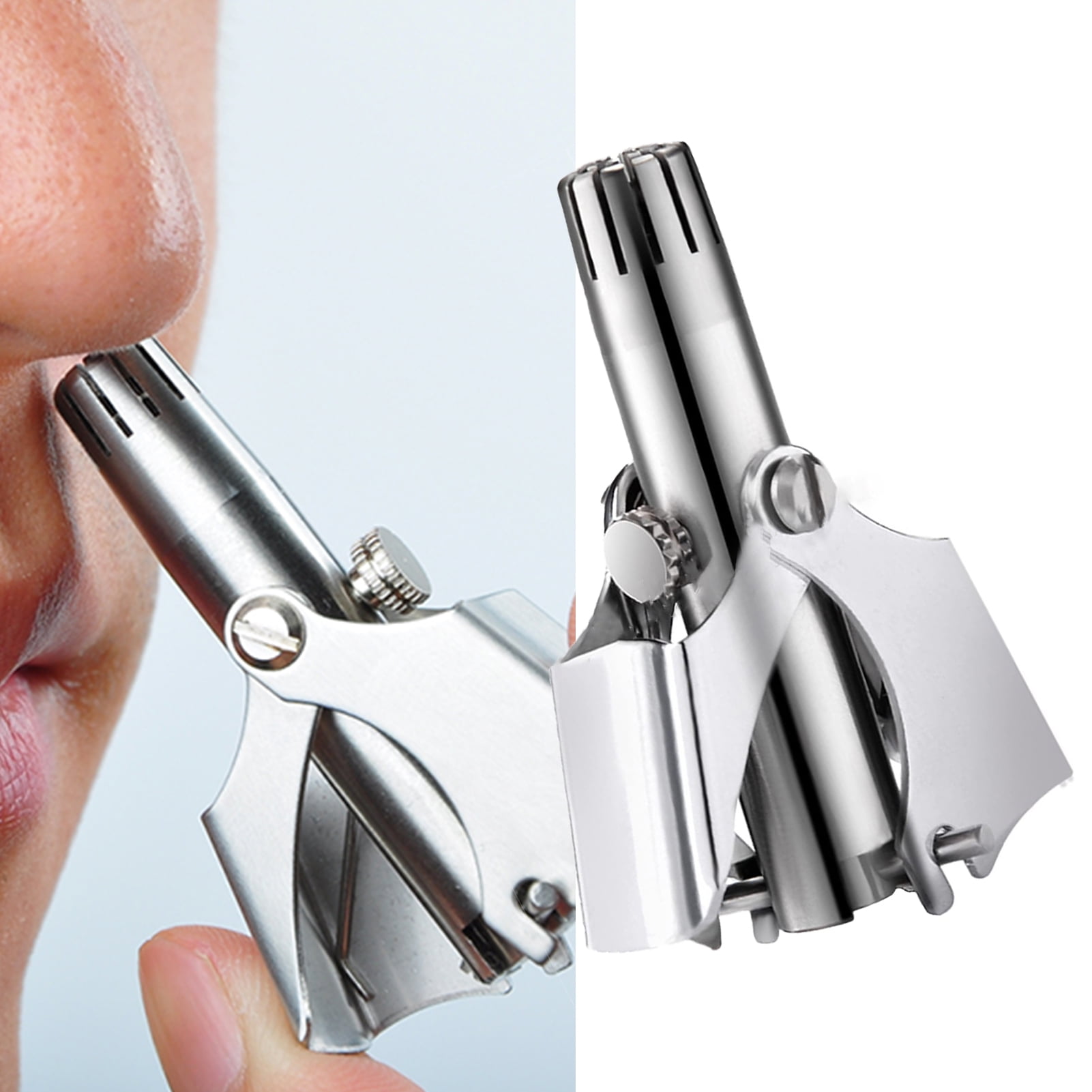 Funie Manual Nose Trimmer Rotary Shear Stainless Steel Washable Nose Ear Hair Razor Shaver Tool for Home Use