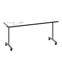 Premium Dry Erase Markerboard Top Flip Top Table White Wood Laminate