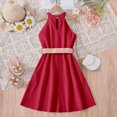 thumbnail image 4 of NIEWTR Robe Fille Sans Manches Évasée Enfants Tout-Petits Petite Grande Fille Vichy Décontractée Col Rond Robes(Rouge,8-9 Ans), 4 of 7