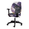 thumbnail image 4 of Psesaysky Non-Slip Computer Chair Cover for Armchair, 2 Pcs Office Chair Covers Polyester Fabric Desk Rotating Chair Slipcovers Halloween Black Cat, 4 of 8
