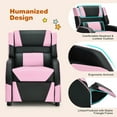 thumbnail image 4 of Resenkos Kids Youth PU Leather Gaming Sofa Recliner with Headrest and Footrest-Pink, Kids Chairs for Kids, 4 of 8