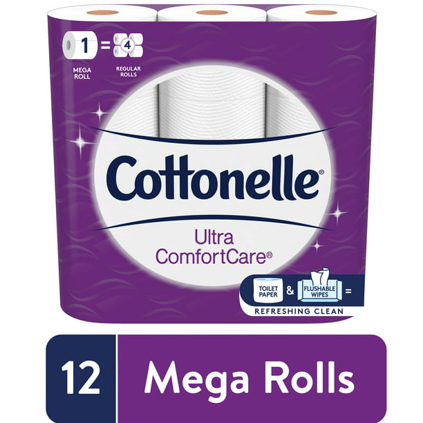 Cottonelle Ultra ComfortCare Soft Toilet Paper, 12 Mega Rolls - Walmart ...