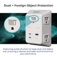 thumbnail image 3 of Cargador de pared USB, protector contra sobretensiones, 5 salidas, color negro y decker, 3 of 9