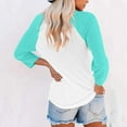 thumbnail image 4 of Blouses for Women Fashion,T-Shirts for Women,Fashion Women Patchwork 3/4 Sleeve T-Shirt Pullover V-Neck Top Shoulder Sleeve Blouse,Blouses for Women Casual, 4 of 7