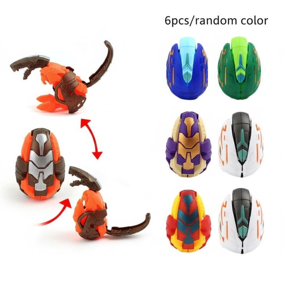 SharkTRUE 6-Pack Dinosaur Robot Transforming Eggs – Easter Basket Stuffers & Party Favors Random Color