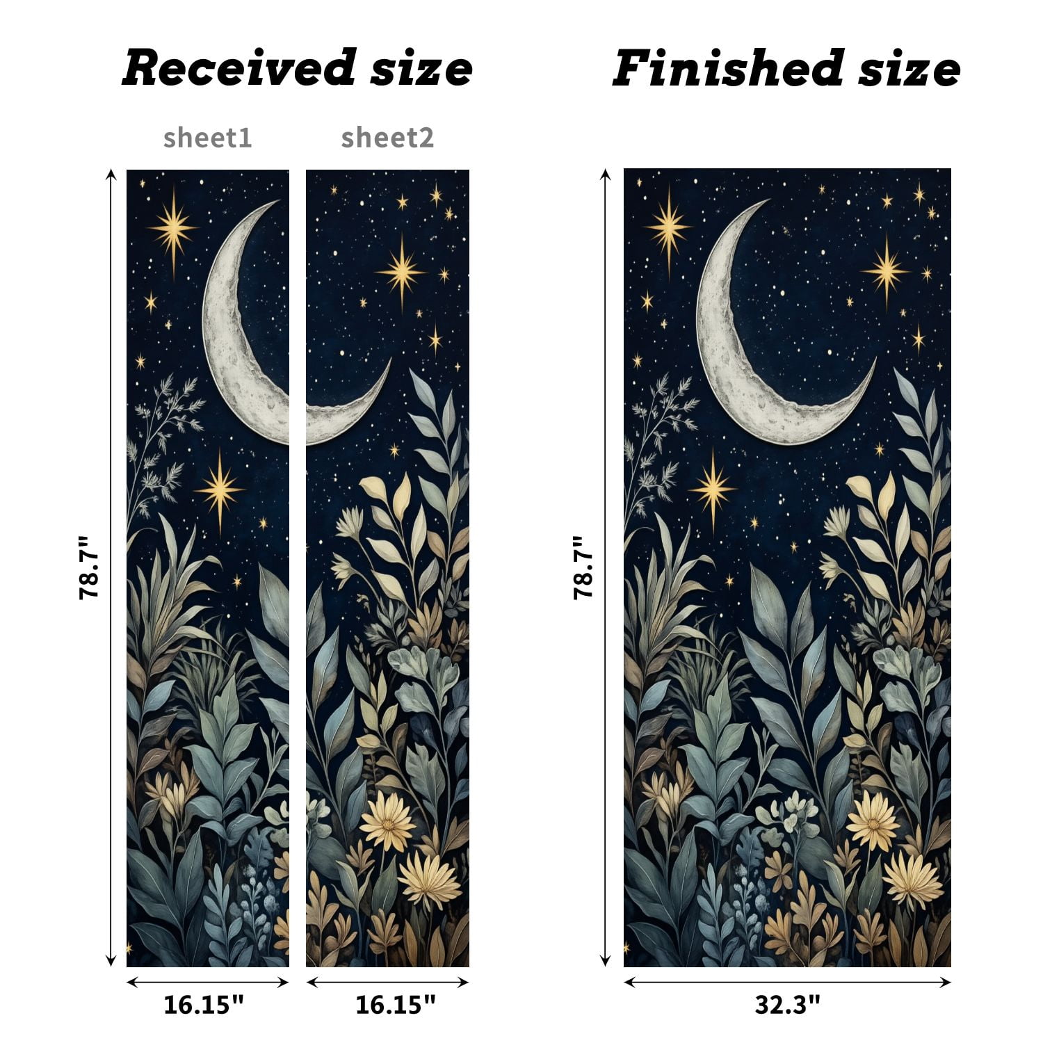 Self Adhesive Vinyl Refrigerator Wrap Set Night Sky Stars Floral Landscape Door Mural Removable Fridge Sticker Peel and Stick&nbsp;Full Door Cover Decal Kitchen Bar Decor