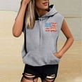 thumbnail image 4 of American Flag Hoodie Women Sleeveless Hooded Tops Patriotic Hoodies Women's Short Sleeved Front and Back Printed Pocket Hat Rope Hooded Top Sweatshirt, 4 of 5