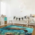 thumbnail image 3 of Area Rugs Indoor Non-Slip Rectangle Rug 2x3 Ft Sea Turtle Nautical Turquoise Ocean Underwear Coral Retro Rug Rubber Backing Floor Mats Non Shedding Home Decor Carpet for Entryway Living Room, 3 of 8