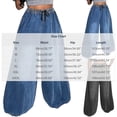 thumbnail image 3 of Karymi Shorts for Women Drawstring Waist Baggy Balloon Jeans, Wide Leg Jogger Denim Long Pants, Elastic Cuffed Hem Oversized Harem Trousers With Side Pockets Halara Pants Women, 3 of 7