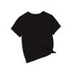thumbnail image 2 of Camiseta de manga corta 100 % algodón para niña, cuello redondo, estampado gráfico de fresa, informal, de verano, en negro con diseño rosa y rojo, transpirable, suave para el día a día, ropa de juego, 2 of 6
