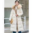 thumbnail image 3 of Abrigos largos de plumón para invierno, nuevas prendas de abrigo ajustadas con cinturón, chaquetas de plumón de lujo de alta gama con cuello de piel de zorro Parker, gruesas y cálidas para la nieve pa, 3 of 5