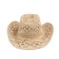 thumbnail image 3 of Pnellth Cowboy Hat Classic Vintage Hollow Out Unisex Curled Edge Wide Brim Men Sun Hat Fishing Hat Yellow, 3 of 5
