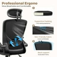 thumbnail image 6 of COOLHUT Office Chair Ergonomic Desk Chair, High Back Gaming Chair, Big and Tall Reclining Comfy Home Office Chair Lumbar Support Breathable Mesh Computer Chair Adjustable Armrests 400LBS, Black, 6 of 13