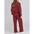 thumbnail image 3 of Women's 2 Piece Outfits Lounge Matching Set Casual Lapel Half Zip Tracksuit Sweatsuit Oversized Sweatshirt Sweatpants, 3 of 6