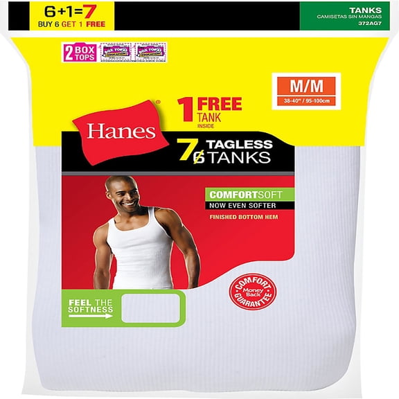 Hanes Men's Tagless Comfort Soft A-Shirt Undershirt (7-Pack), Style 372AG7