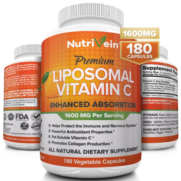 Nutrivein Liposomal Vitamin C 1600mg 180 Capsules High Absorption