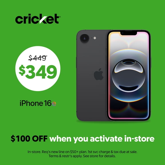 Cricket Wireless Apple iPhone 16e 8GB RAM (Prepaid), Midnight