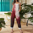 thumbnail image 5 of WTOBBY Women's Retro Suspender Jumpsuit Pants with Halloween Print, Casual Loose Fit in Cotton Linen Blend, Comfortable and Stylish for Everyday Wear,WineXL, 5 of 5