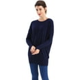 thumbnail image 1 of BodiLover, Women's, Dolman Sleeve Boat Neck Oversized Sweater Top, Navy, M, 1 of 6