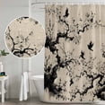 thumbnail image 5 of Chinese Shower Curtain, Waterproof Shower Curtains for Bathroom, Black White Tree Flowers Traditional Ink Painting Washable Fabric Bathtub Curtain Set Bath Decor with 12 Hooks 72"x78", 5 of 8