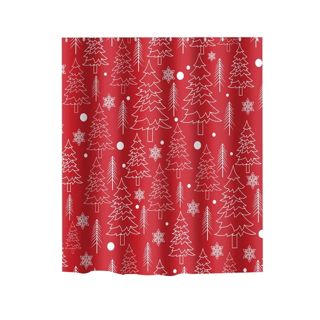 Dvkptbk Rideau de Douche en Polyester Imprimé Flocon de Neige d'Hiver de Noël