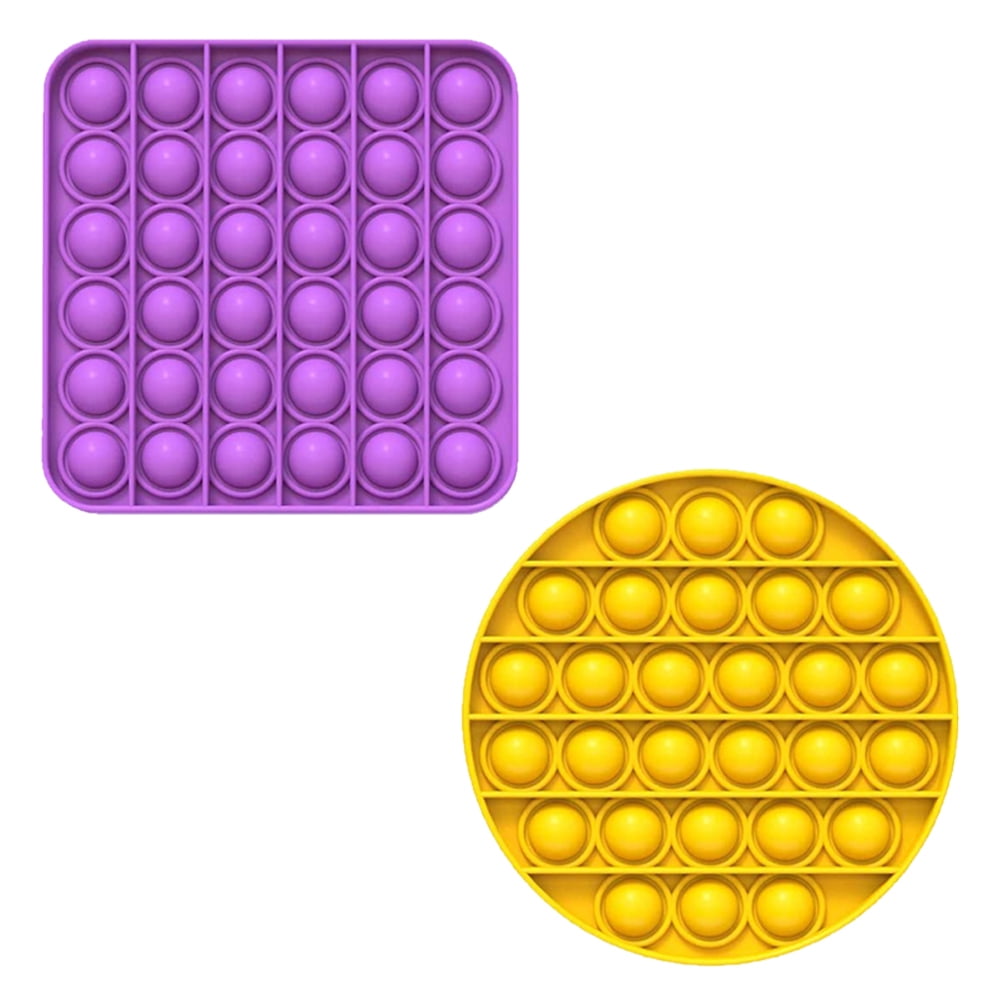 Square-Purple 2Pack Push pop pop Bubble Sensory Fidget Toy,Autism Special Needs Stress Reliever Silicone Stress Reliever Toy,Squeeze Sensory Toy