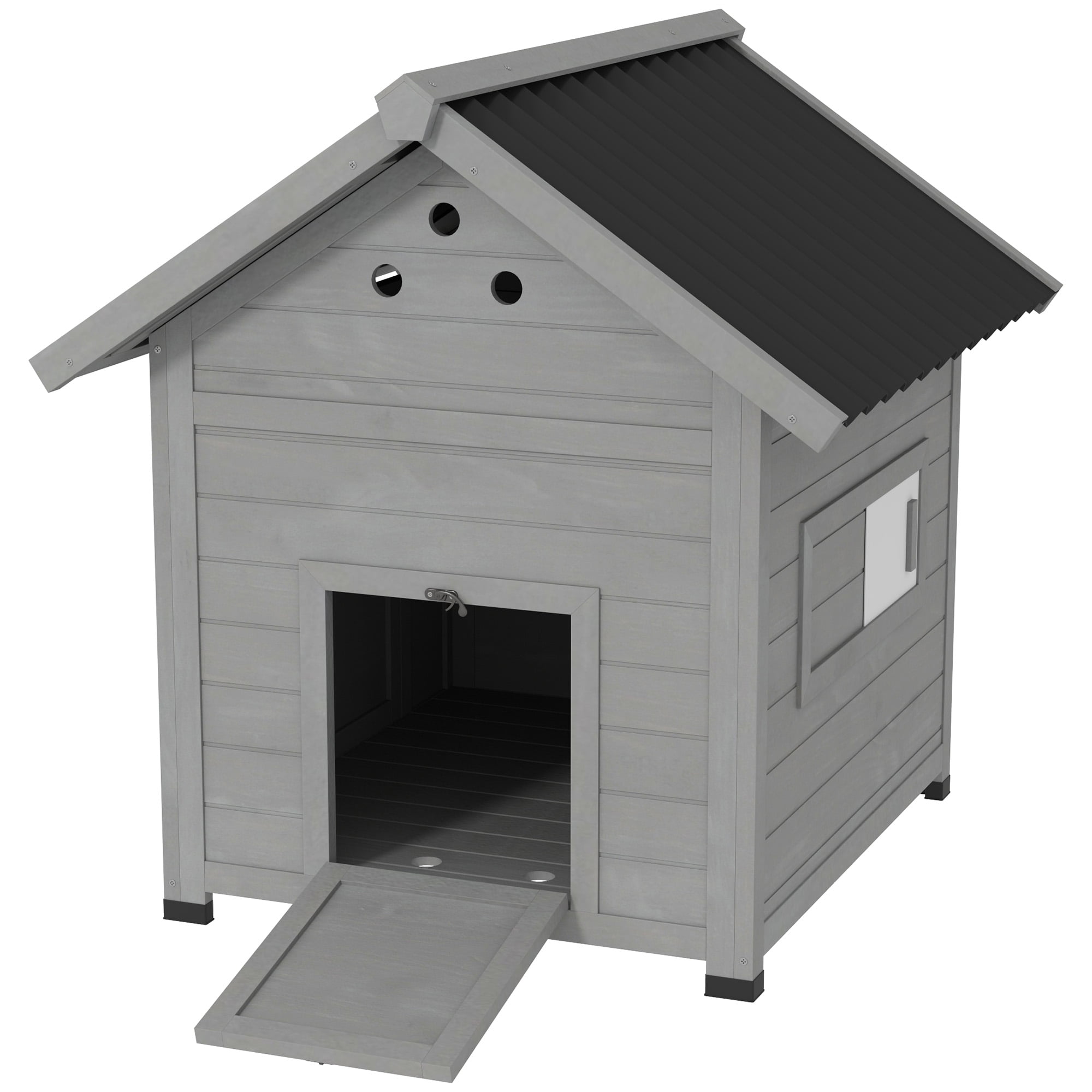 Zootealy Wooden Duck House for 3 Ducks with Openable Roof