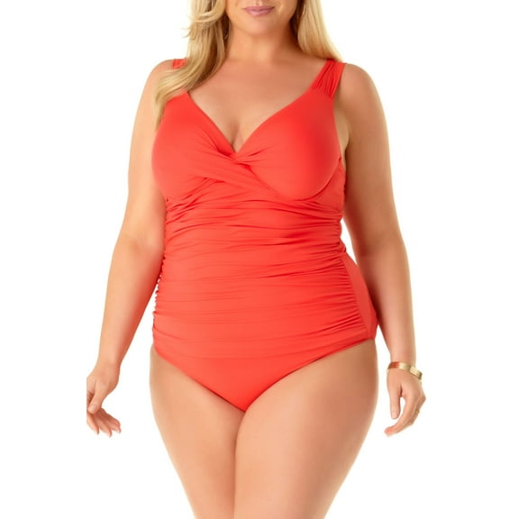 Anne Cole Plus Underwire Twist Front Tankini Swim Top