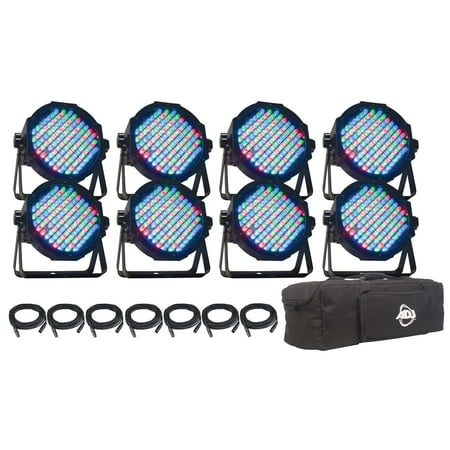 American DJ MEGA FLAT PAK 8 Mega Par Profile Lighting Package W/ Bag MEG224 New