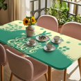 thumbnail image 3 of Happy Easter Rabbits Table Cloths for 6 Foot Rectangle Tables, Spring Daisy Green Silhouette Yellow Patio Waterproof Elastic Fitted Tablecloths, Washable Rectangular Table Cover for Camping, 3 of 8