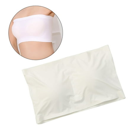 

Breathable Strapless Bandeau Bra Paded Removable Seamless Stretch Bandeau Tube Bra for Women Girls (White)