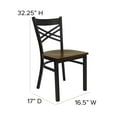 thumbnail image 5 of Flash Furniture HERCULES Series Black ''X'' Back Metal Restaurant Chair - Mahogany Wood Seat, 5 of 11