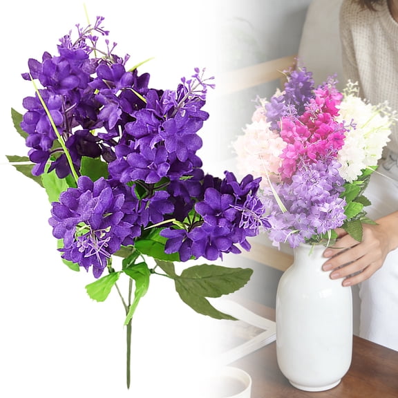 1 Bundle Artificial Flowers, Fake Silk Hyacinth Flowers, UV Resistant Bulk for Wedding, Plastic Memorial Bouquet for Home Decor, No Fade Florals, Blooms Table Centerpieces Decor, 12.99 in Purple