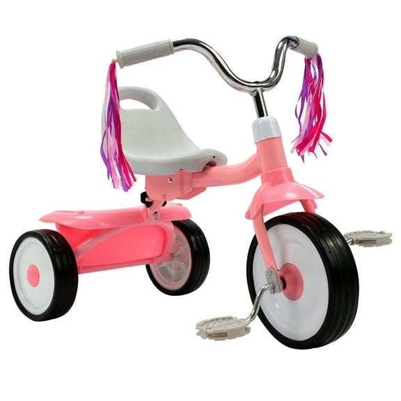 Toddler Tricycle Age 2 3 4 Years Old, Kids Trike, Back Basket and Removable Pedal, 3 Wheel Bike Birthday Toys Gift for Boys Girls, Pink