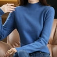 thumbnail image 4 of Sweaters For Women High Collar Knitted Sweater Autumn And Winter Short Pullover Solid Color Loose Thickened Bottom Shirt Fall Clothes ,Blue, 4 of 4