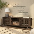 thumbnail image 3 of Plank+Beam Mid Century Modern Solid Wood TV Stand with 2 Doors, Walnut, 3 of 13