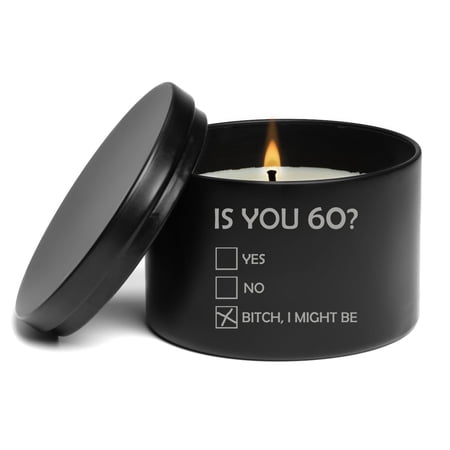 Scented Candle Gift 8oz with Lid Is You 60 Funny 60th Birthday (Citrus – Black)