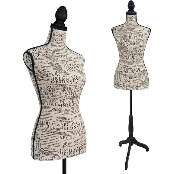 Female Mannequin Body, Dress Form Sewing Mannequin Torso with Adjustable Tripod Stand, Manikin Dressmakers Dress Jewelry Display(Fabric)