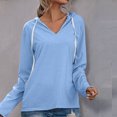 thumbnail image 2 of Sudadera para mujer Otoño Sudaderas Damas Invierno y otoño Casual Color sólido Cordón V-cuello Fleece Bottoming Shirt Suéter con capucha Tops Odeerbi ODB-5, 2 of 7
