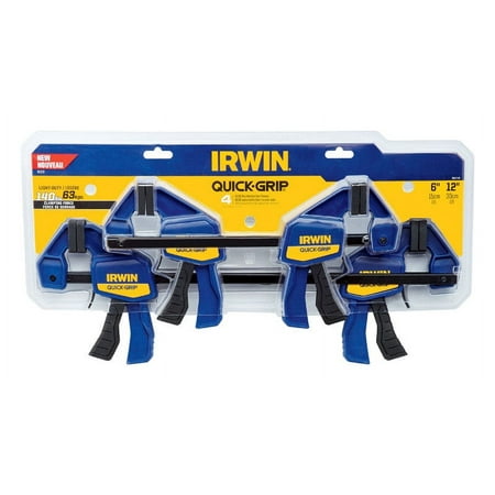 UPC: 0042526927980 | Irwin Quick-Grip 6 and 12 in. x 3 in. D Resin Quick-Release Bar Clamp 140 lb. 4 pc.