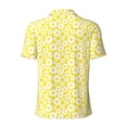 thumbnail image 3 of Xecao Daisies Flowers for Mens' Casual Short Sleeve Button-Down Polo Shirts for a Classic Golf Look, 3 of 9