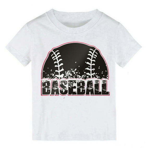 TAIAOJING Girls Summer Tops Kids Casual Boys And Tops Short Sleeved T Shirts Baseball Cartoon Print For Boys And Summer Solid Color 6-8 Years