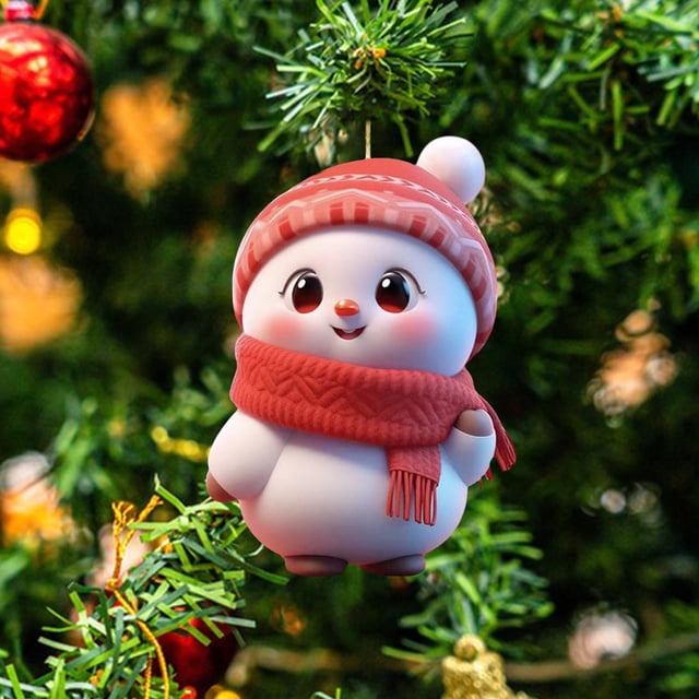 Adorno de espejo de coche de muñeco de nieve de Navidad - Colgante plano acrílico 2D para decoración del retrovisor, accesorio navideño para automóviles