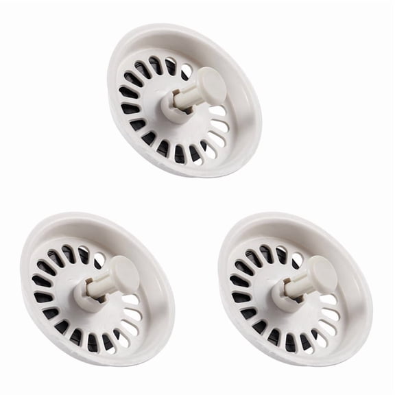 3X Food Waste Stopper Lock Sink Drain Strainer 3.1 Inch Dia White Black Plastic