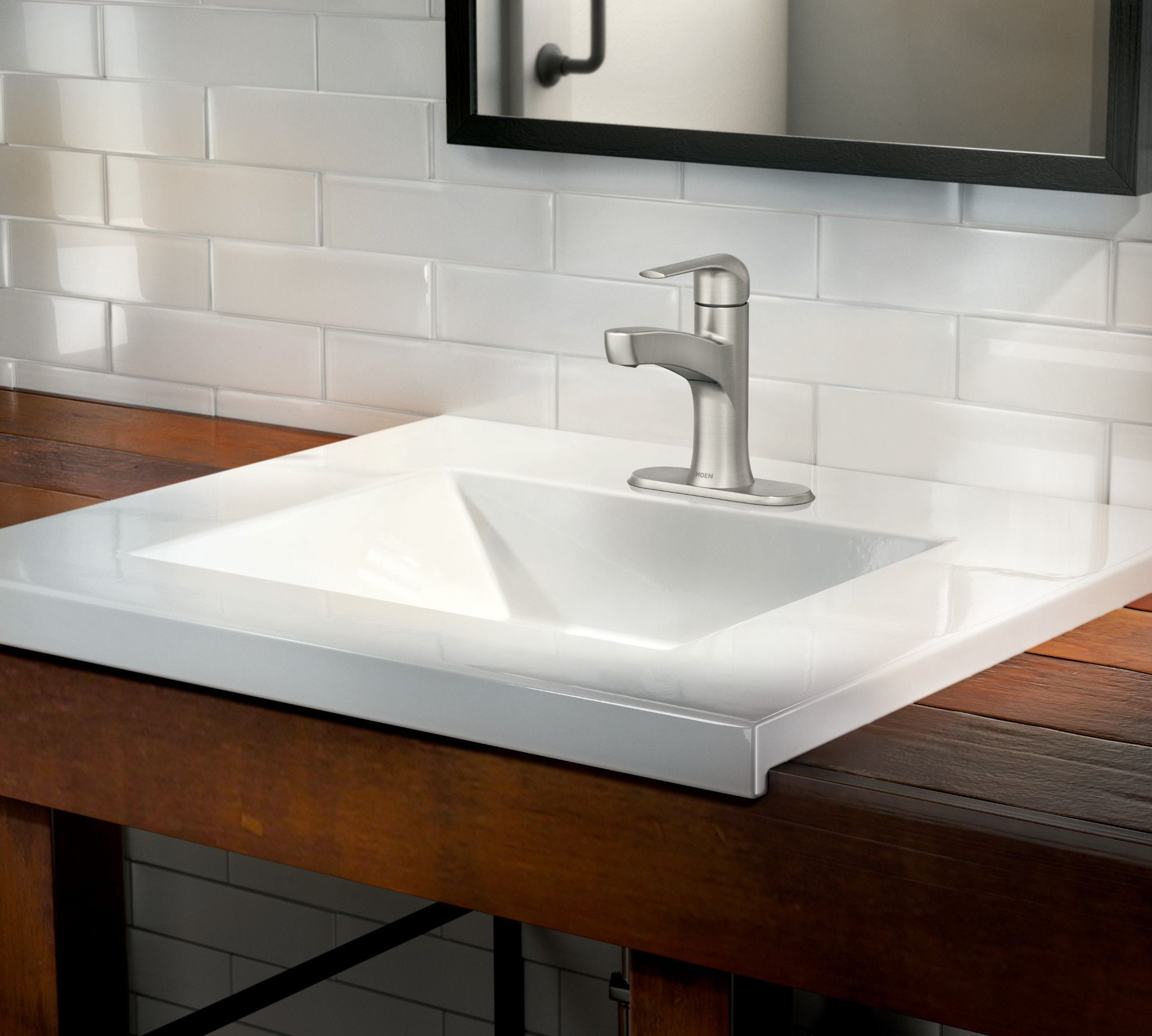 (2 pack) Moen 84565SRN Tilson Spot Resist Brushed Nickel Bathroom Faucet with Optional Deck Plate