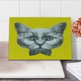 thumbnail image 2 of Animal Cutting Board, Hand Drawn Portrait of Cat with Glasses and Bow Tie Sketch Hipster Print, Decorative Tempered Glass Cutting and Serving Board, Small Size, Yellow Grey White, by Ambesonne, 2 of 5